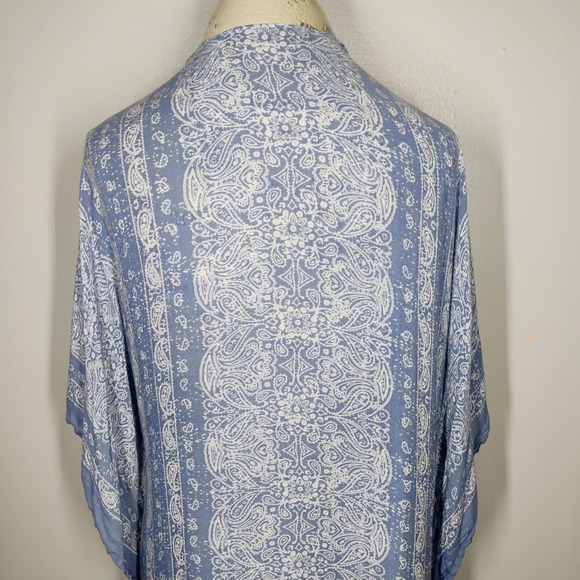 Three Bird Nest Paisley Tapestry Free Flow Duster Kimono One Size Blue Bohemian - Picture 8 of 14